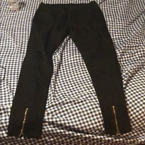Distress black men skinny jeans